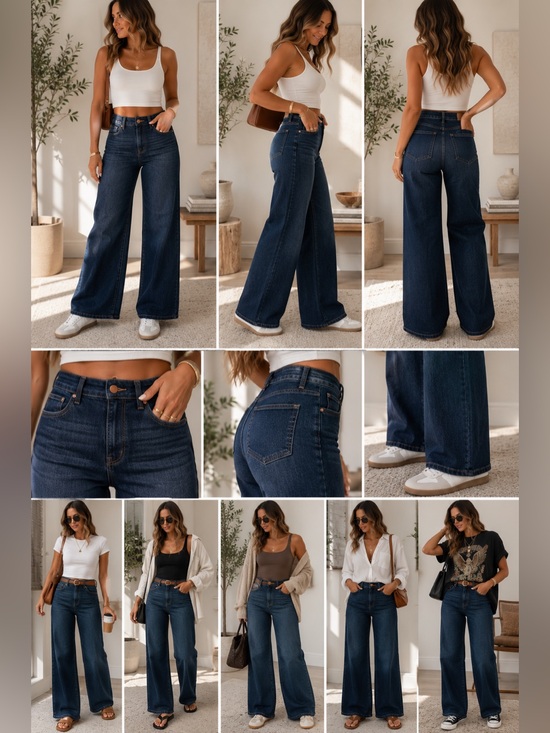 Judy Blue Denim - NWT Judy Blue High Rise Ankle Wide Leg Jeans 11/30 Dark Wash Stretch
